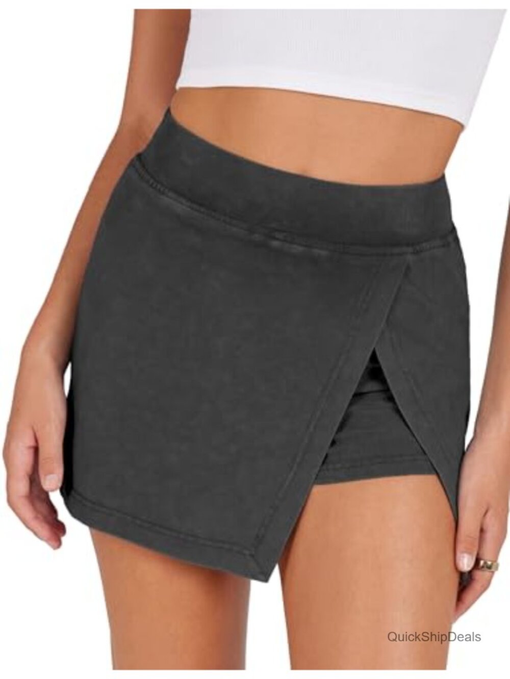 High Waist Mini Skort with Inner Shorts Cotton Spandex Active Tennis